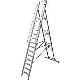 Stufenstehleiter, mit grosser Plattform, Aluminium, mit 12 Stufen