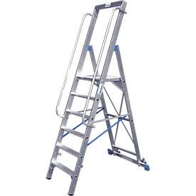 Stufenstehleiter, mit grosser Plattform, Aluminium, mit 6 Stufen