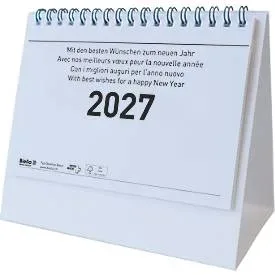 undefined, BIELLA Pultkalender Desktop 2027 887061000027U 1M/1S Basic ws ML 14.8x10.5cm