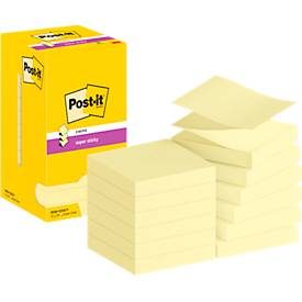 Post-it, Post-it Super Sticky Z-Notes Haftnotizen R330-12SSCY 76 x 76 mm 90 Blatt pro Block Gelb 12 Stück