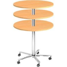 Hammerbacher, Hammerbacher Säulentisch Buche, Silber 800 x 1.140 x 720 - 1.140 mm