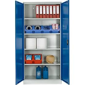 Schäfer Shop Pure, Schäfer Shop Pure Stahlschrank, Stahl, abschliessbar, T 400 x H 1935 x B 950 mm, 5 OH, lichtgrau/enzianblau