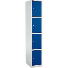 Schäfer Shop Select Schliessfachsäule S4/4, mit Zylinderschloss, lichtgrau/enzianblau