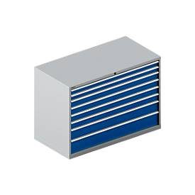 Schäfer Shop Select, Schäfer Shop Select Schubladenschrank WSK 78?36 E, Stahl, 8 Schübe, 75 kg Traglast, B 1431 mm x T 725 mm x H 1000 mm, lichtgrau/enzianblau