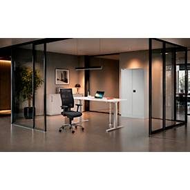 Schäfer Shop Pure, Schäfer Shop Pure Stahlschrank, aus Stahl, 4 Böden, 5 OH, abschliessbar, B 950 x T 400 x H 1935 mm, Lichtgrau RAL 7035