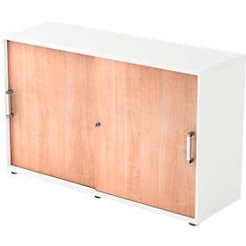 LIVIQUE, Aktenschrank Office Braun/Weiss Holz 120 cm 40 cm 74.8 cm - Farbe: Nussbaum Dekor, Weiss - Material: Holzwerkstoff - Aktenschrank