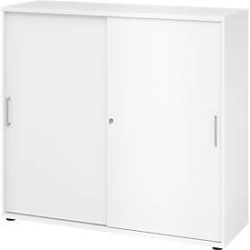 Hammerbacher, Hammerbacher Schrank V1753S/W/W/BS Weiß 120 x 40 x 110 cm