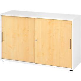 Hammerbacher, Hammerbacher Schrank V1752S/W/3/BS Weiß 120 x 40 x 74,8 cm