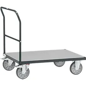 Schiebebügelwagen, Stahl/Holz, anthrazitgrau, bis 600 kg, B 1000 x T 700 mm, TPE-Bereifung
