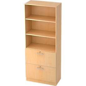 Hammerbacher, Hammerbacher Regalschrank Melaminharzbeschichtete Spanplatte Matrix 3 Ahorn 800 x 420 x 2.004 mm