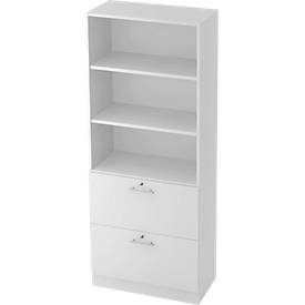 Hammerbacher, Hammerbacher Regalschrank 2 Fachböden Matrix Lichtgrau 800 x 420 x 2.004 mm