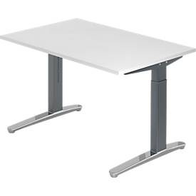 LIVIQUE, Schreibtisch Office Weiss Holz 120 cm Höhenverstellbar (manuell) - Material: Holzwerkstoff - Schreibtisch