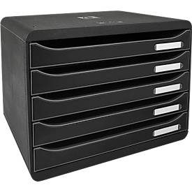 Exacompta, Exacompta - Schubladenbox Big Box Plus Horizon, Querformat, 5 offene Schubladen, Office, A4, Schwarz