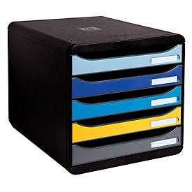 Exacompta, EXACOMPTA Schubladenbox BeeBlue A4+ 3094202D Big Box Plus, 5 Schubladen