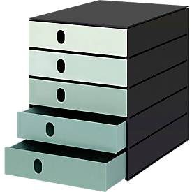 Styro, STYRO Systembox stryoval 24x33x32cm 14-8000.95 gr&uuml;n/schwarz 5 Schubladen