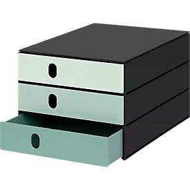 Styro, STYRO Systembox stryoval 24x33x20cm 14-8050.95 gr&uuml;n/schwarz 3 Schubladen