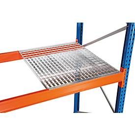 Schulte Lagertechnik Holmbündig einlegbarer Gitterrost für Palettenregale, B 2225 x T 1100 mm, für Holmtiefe 50 mm, verzinkt, 2 Stück