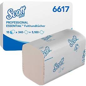 SCOTT, Scott Essential Falthandtücher Z-falz Weiss 1-lagig 6617 15 Stück à 340 Blatt