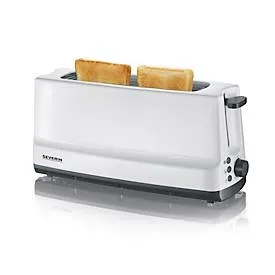 Severin, Severin AT 2232 Langschlitztoaster mit eingebautem Brötchenaufsatz Weiß