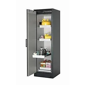 Sicherheitsschrank Typ 90 asecos Q-PEGASUS-90, Flügeltür mit Schliess-Automatik, Anschlag links, Front asecos Silber, B 599 x T 615 x H 1953 mm