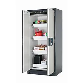 Sicherheitsschrank Typ 90 asecos Q-PEGASUS-90, Flügeltüren mit Schliess-Automatik, Einhandbedienung, Front Lichtgrau, B 893 x T 615 x H 1953 mm