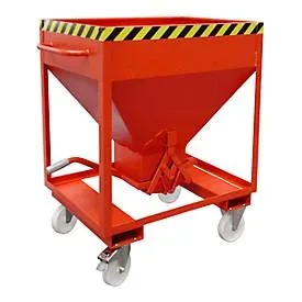 Bauer, Bauer® Silobehälter, mit Scherenverschluss, Gabeltaschen + Rollen, lackiert, Volumen 0,375 m, RAL 3000 feuerrot