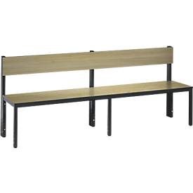 C+P, C+P Umkleidesitzbank Basic Plus, Länge 1.960 mm, einseitig, mit Rückenlehne, schwarzgrau/Eiche Sereno