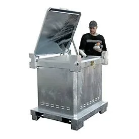 Sonderabfall-Behälter BAUER SAS 800, Stahlblech, feuerverzinkt, abschliessbar, B 1200 x T 1000 x H 1235 mm