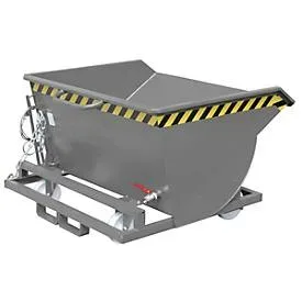 Bauer, Bauer® Späne-Kippbehälter mit Abrollmechanik und Rollensatz, niedrige Bauhöhe, mit Einfahrtaschen, lackiert, Volumen 0,5 m³, RAL 7005 mausgrau