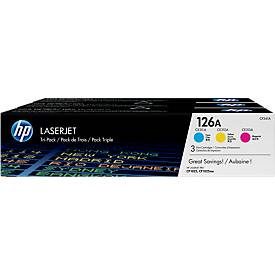 HP, HP 126A Original Tonerkartusche CF341A Cyan, Magenta, Gelb Multipack 3 Stück