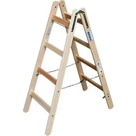 Sprossen-Doppelleiter, Holz, 2 x 4 Sprossen