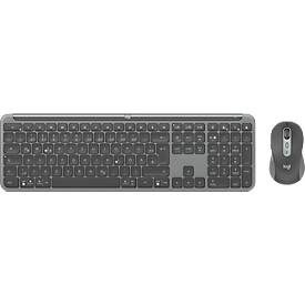 Tastatur-Maus-Set Logitech Signature Combo MK950 for Business, kabellos, QWERTZ, Handballenauflage, Maus für Rechtshänder, 2 Verbindungsmodi, graphit