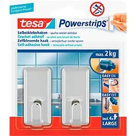 tesa, TESA Powerstrips Haken Classic 580510001 2 Haken/4 Strips Large