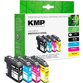 KMP, KMP Kompatibel Brother LC223VALBP Tintenpatrone Schwarz, Cyan, Magenta, Gelb