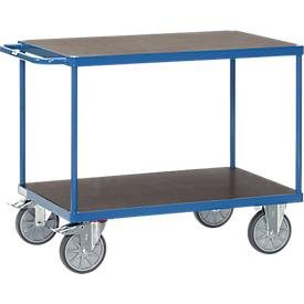 Tischwagen fetra®, 2 Etagen, Lenk- & Bockrollen, bis 600 kg, Ladeflächen Sperrholz mit L 1200 x B 800 mm