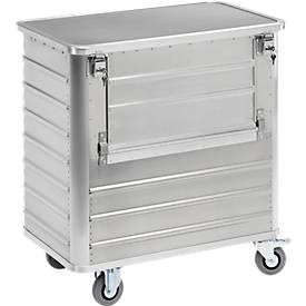 Gmöhling, Alu-Kastenwagen mit halb abklappbarer Wand, 355 Liter, mit Deckel + Schlössern