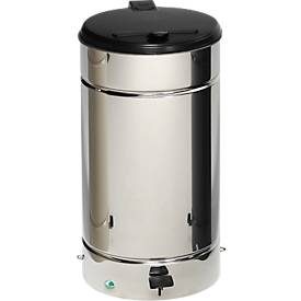 VAR, VAR® Tret-Abfallsammler Euro-Pedal, 60 Liter, Korpus Edelstahl, Deckel schwarz