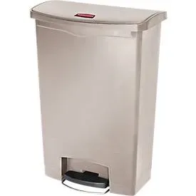 Tretabfalleimer Slim Jim®, Kunststoff, Fassungsvermögen 90 Liter, mit Rollen, beige