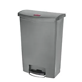 Tretabfalleimer Slim Jim®, Kunststoff, Fassungsvermögen 90 Liter, mit Rollen, grau