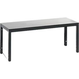 Umkleidebank Basic Plus, für Feuchträume, ohne Rückenlehne, 4-Fussgestell schwarzgrau RAL 7021, ohne Schuhrost, B 1000 mm, Dekor silbergrau