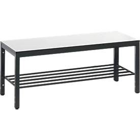 C+P, C+P Umkleidesitzbank Basic Plus, Länge 1.000 mm, inkl. Schuhrost, schwarzgrau/weiss