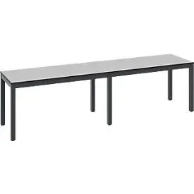 Umkleidebank Basic Plus, für Feuchträume, ohne Rückenlehne, 6-Fussgestell schwarzgrau RAL 7021, ohne Schuhrost, B 1500 mm, Dekor silbergrau