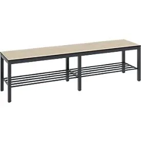 C+P, C+P Umkleidesitzbank Basic Plus, Länge 1.500 mm, inkl. Schuhrost, schwarzgrau/Eiche Sereno