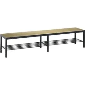 C+P, C+P Umkleidesitzbank Basic Plus, Länge 1.960 mm, inkl. Schuhrost, schwarzgrau/Eiche Sereno