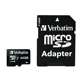 Verbatim, VERBATIM Micro SDXC Card 64GB 44084 with Adapter Class 10. UHS 1