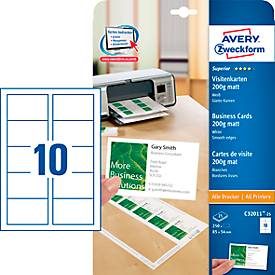 AVERY Zweckform, AVERY ZWECKFORM Visitenkarten matt 85x54mm C32011-25 Univer.200g,weiss 25Bl./10St.