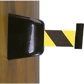 Wand-Gurtkassette, Schraubbefestigung, 5 m, Gurt schwarz/gelb