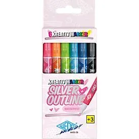 WEDO, WEDO Marker Silver+Outline 1-2mm 252600699 Set 6 St&uuml;ck