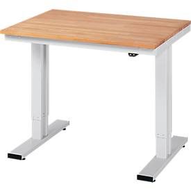 RAU, RAU elektrisch höhenverstellbarer Werktisch Serie adlatus 300, HxBxT 720-1.120 x 1.000 x 800 mm, Arbeitsplatte Buche