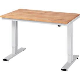 RAU, RAU elektrisch höhenverstellbarer Werktisch Serie adlatus 300, HxBxT 720-1.120 x 1.250 x 800 mm, Arbeitsplatte Buchet